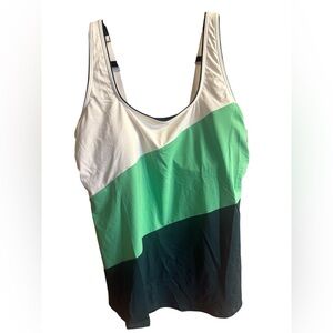 Lands' End Green and White Bikini Top